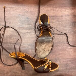 FINAL LAST CHANCE ALDO Brown Ankle Tie Sandal Heels